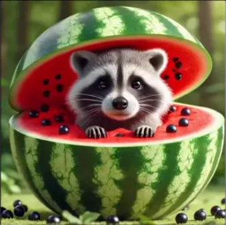 Raccoon watermelon